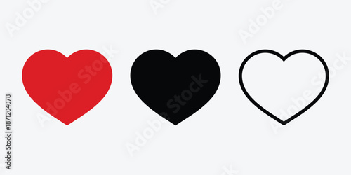 Collection of Heart icon, Symbol of Love Icon flat style modern design Isolated on Blank Background. Vector illustration. eps10