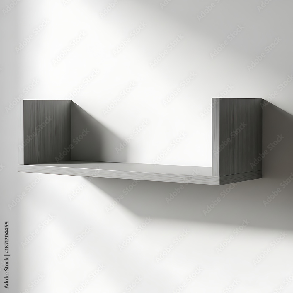 Fototapeta premium Modern gray wall shelf made of wood