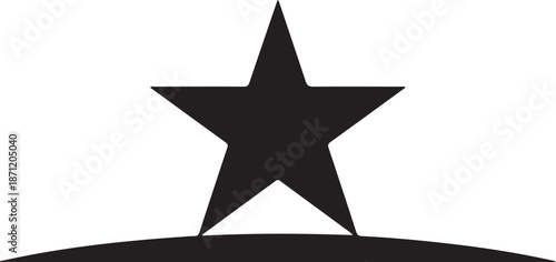 A solitary black star icon above a curved line on a white background