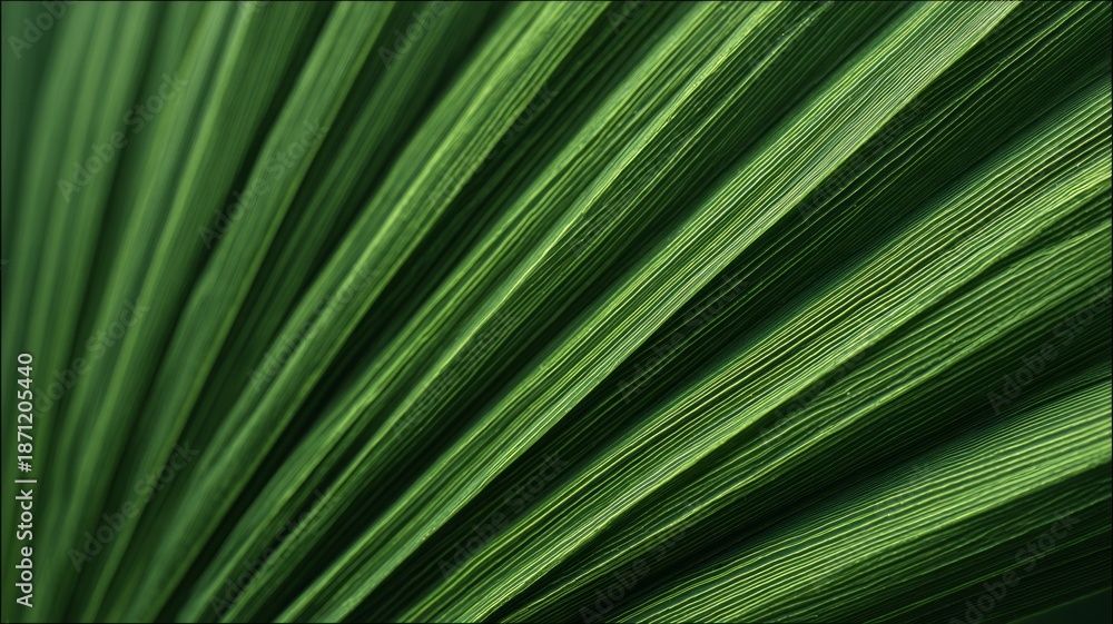 Obraz premium Radiant green palm leaf with vivid veins. AI generated
