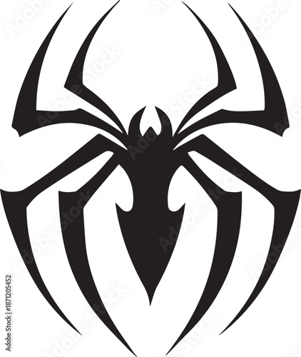 Abstract Black Spider Emblem Logo Minimal Vector Silhouette