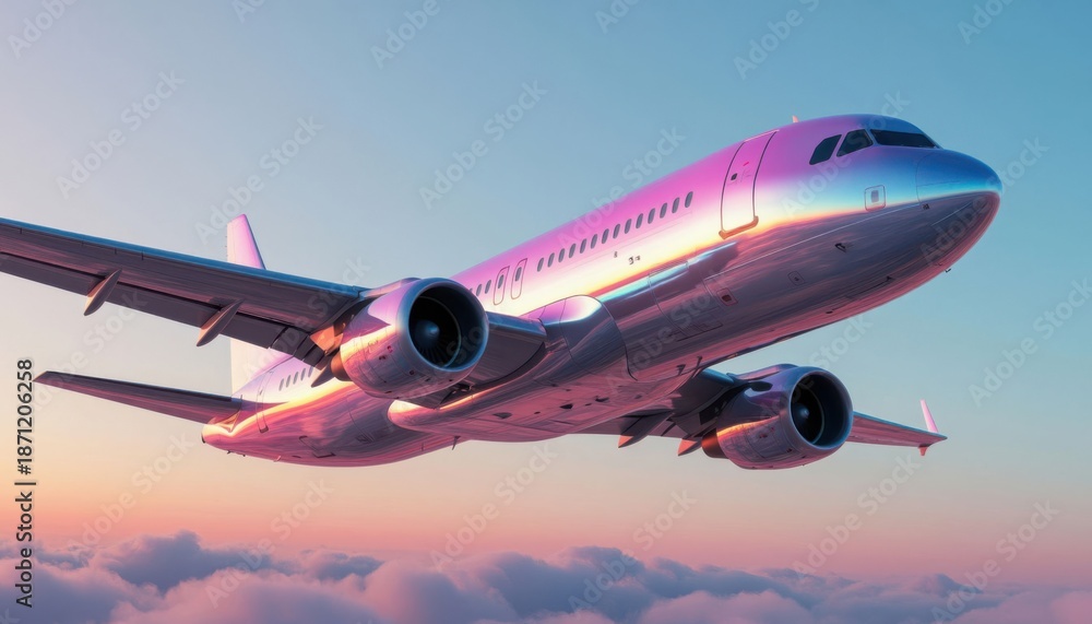 Obraz premium Passenger airplane above clouds