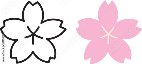 cherry pink flower in doodle style in vector. Element for poster sticker design decoration postcards prints