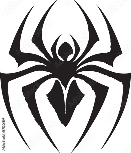 Abstract Black Spider Emblem Logo Minimal Vector Silhouette