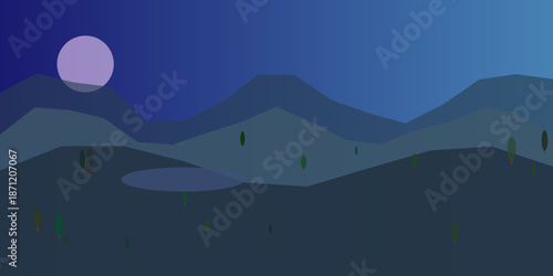 Serene nighttime mountain landscape