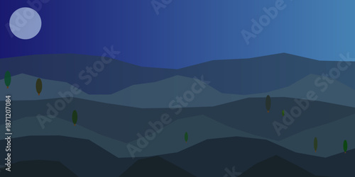 Serene nighttime mountain landscape