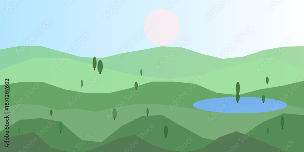 Obraz premium Serene mountain landscape at sunset