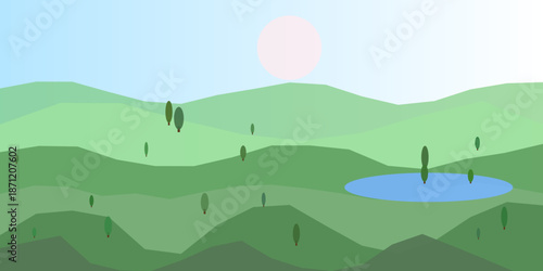 Serene mountain landscape at sunset