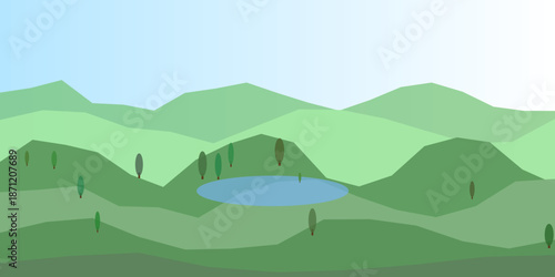 Serene mountain lake at sunset