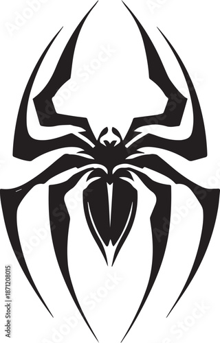 Abstract Black Spider Emblem Logo Minimal Vector Silhouette
