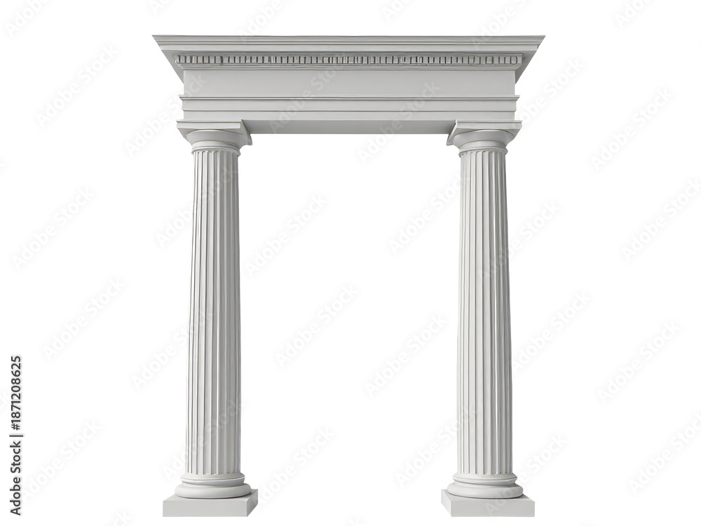 Fototapeta premium A simple white column with a clock at the top, suitable for use in minimalist designs or time-related themes