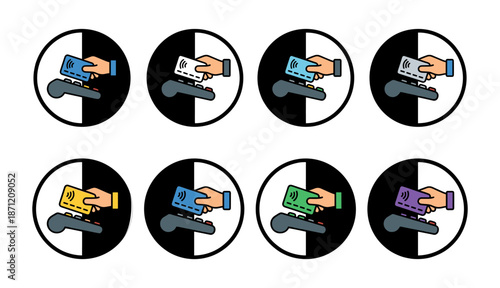 Hand using credit card for contactless payment