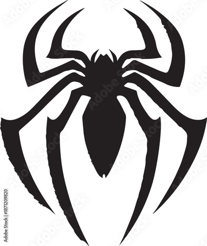 Abstract Black Spider Emblem Logo Minimal Vector Silhouette