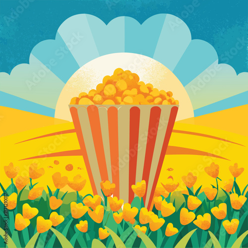 vector illustration of a popcorn