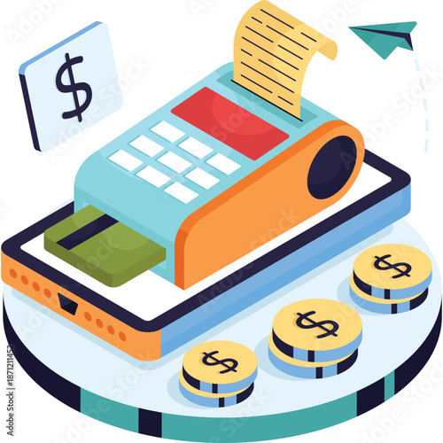 Mobile payment and transaction illustration