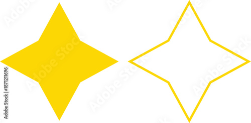 Star icon set in flat and line style, sparkle and shooting star symbols with silhouette and outline shapes, minimal celestial vector illustration collection