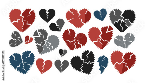 Broken heart shapes representing sadness and separation concepts