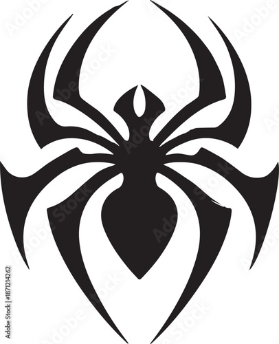 Abstract Black Spider Emblem Logo Minimal Vector Silhouette