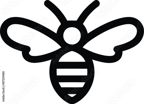 Minimalist line art bee icon with thin outlines and wavy leg details for modern branding projects