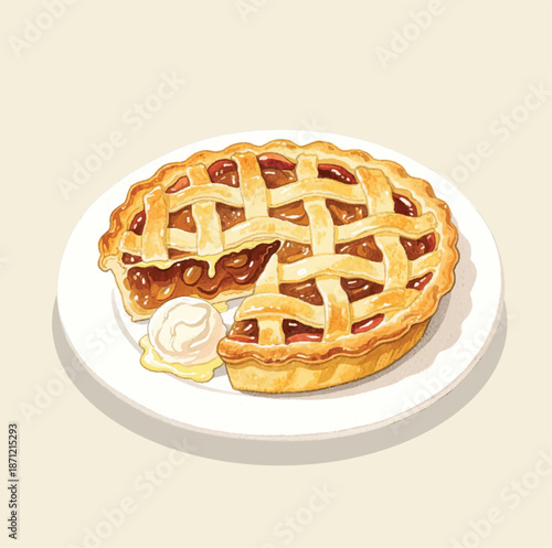 Freshly Baked Apple Pie with Cinnamon and Crisp Pastry