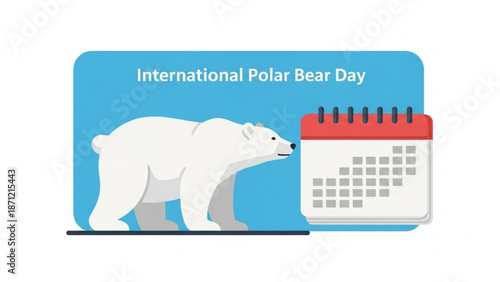 Polar Bear on Calendar for International Polar Bear Day Illustration