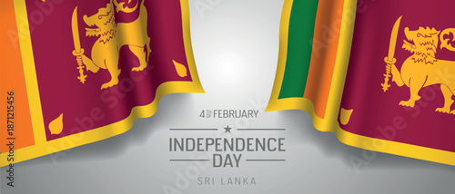 Sri Lanka happy independence day greeting card, banner with template text vector illustration