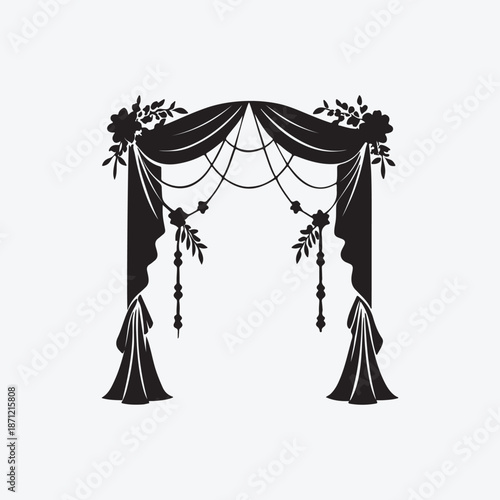 Vector illustration of a wedding dress with flowers symbolizing love and celebration