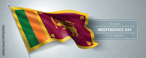 Sri Lanka happy independence day greeting card, banner vector illustration