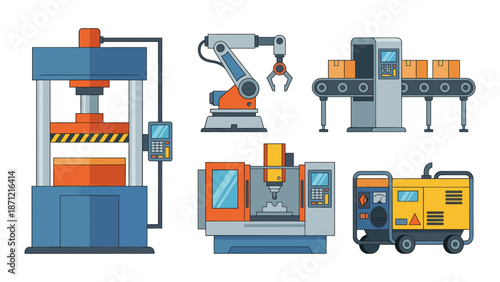 Industrial automation working machines and equipment set