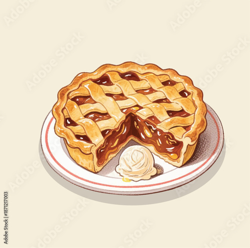 Freshly Baked Apple Pie with Cinnamon and Crisp Pastry