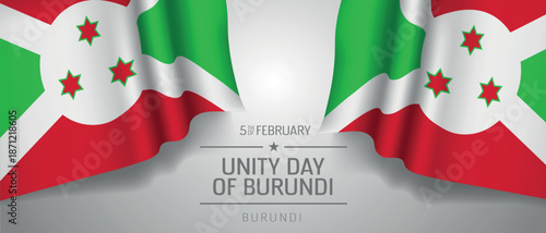 Burundi happy unity day greeting card, banner with template text vector illustration