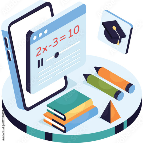 Online Education and Math Learning Concept