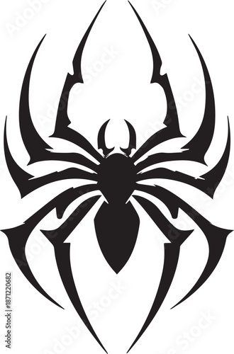 Abstract Black Spider Emblem Logo Minimal Vector Silhouette