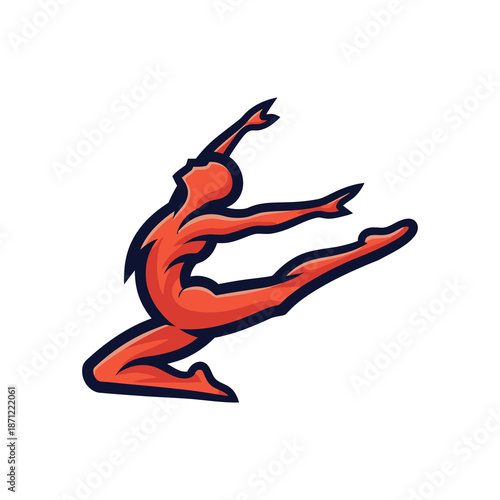 Dynamic Female Gymnast Performing Aerobics Routine.