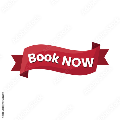 Elegant Wavy Red Silk Ribbon Banner for Professional Booking Services