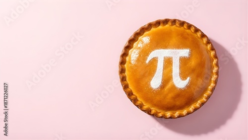 A delicious pie with a mathematical symbol on a pink background - Pi Day Background