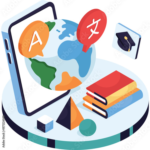 Online Language Learning Concept