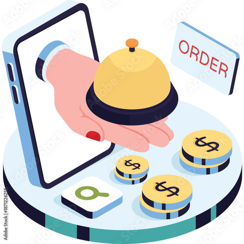 Online Ordering and Service Bell Icon
