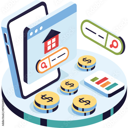 Online Real Estate Search and Investment Concept