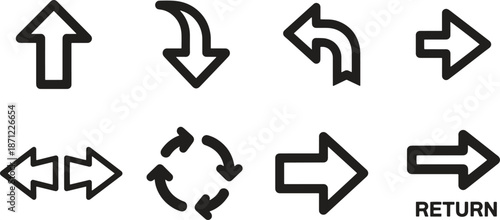 Outline Arrow Icons for Navigation and User Interface vector set of arrows