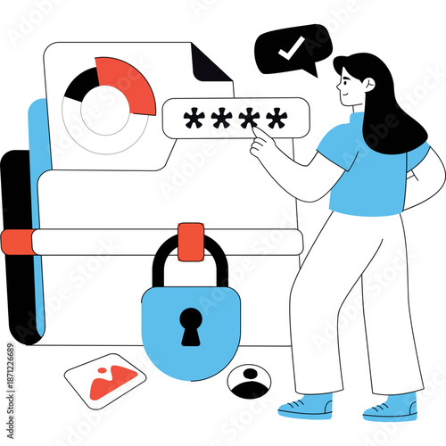 Online Security Concept: Password Entry and Data Protection