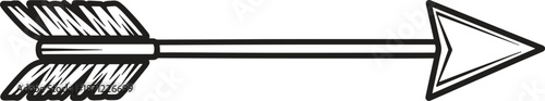 Classic Line Art Arrow with Fetching and Arrowhead black and white abstract background