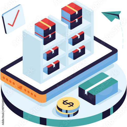 Online Shopping and Delivery Icon Set