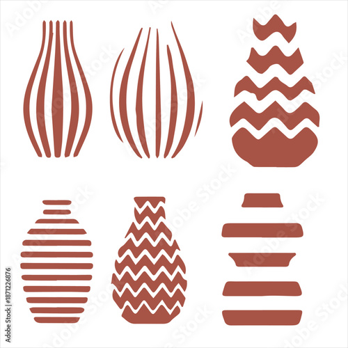 Minimalist Terracotta Vase and Ceramic Pottery Silhouette Set