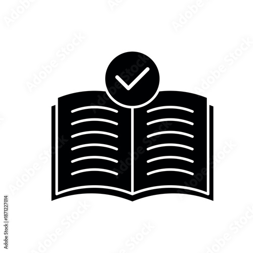 Icon a Guideline open book checkmark manual instruction policy, isolated against a clean background.