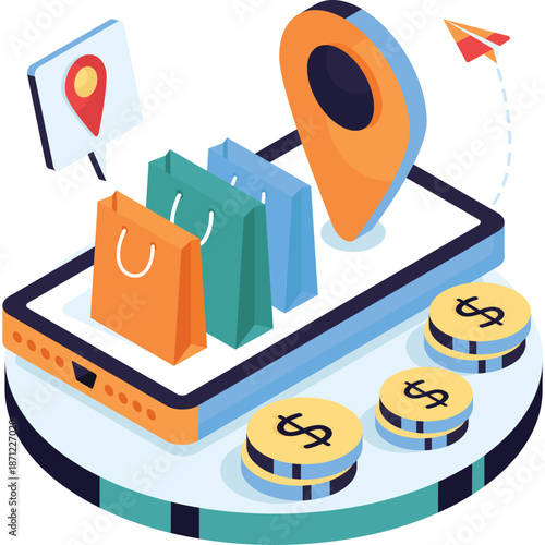 Online Shopping and Delivery Service Illustration