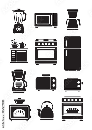 Black and white kitchen appliances blender microwave