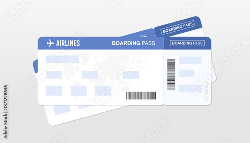 Flat boarding pass ticket object template. illustration of Airline flight pass