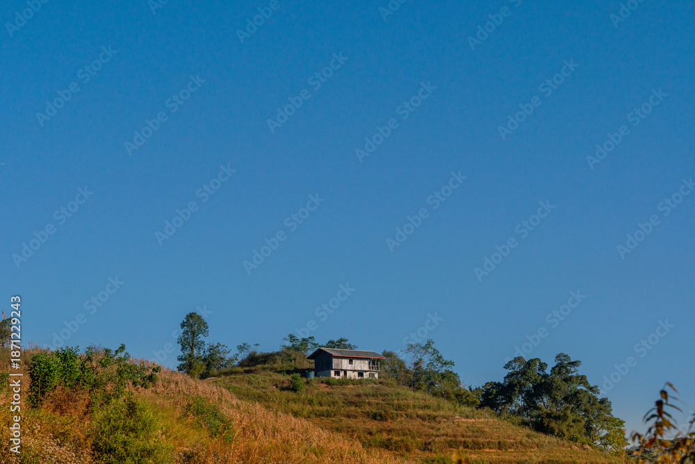 Fototapeta premium mountain landscape with blue sky and clouds