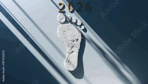 Footprint made of water on a surface with natural light.